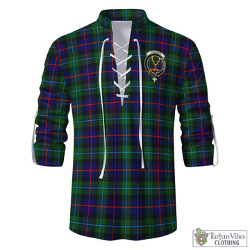 Calder Tartan Men's Scottish Traditional Jacobite Ghillie Kilt Shirt with Family Crest - Tartan Vibes Clothing