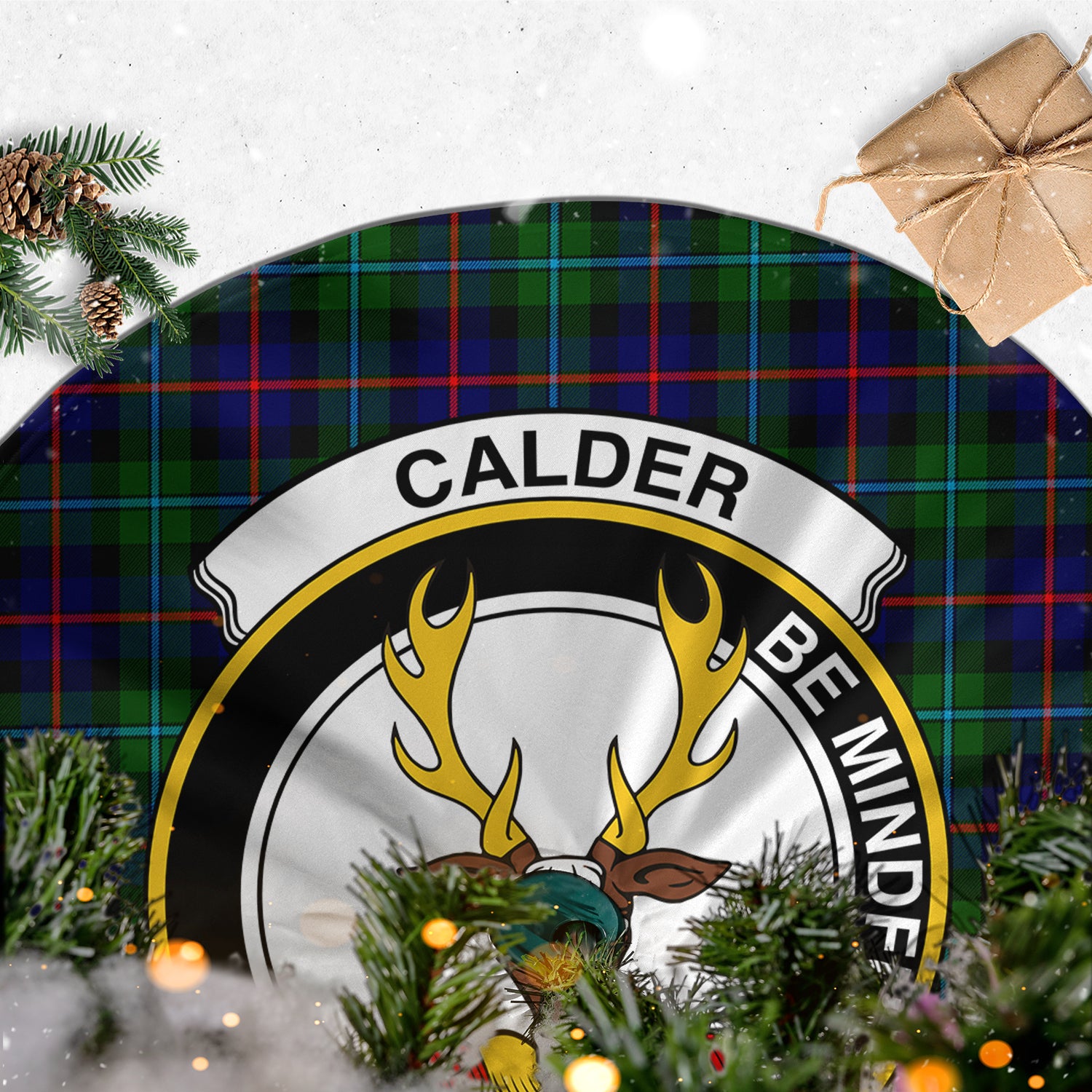Calder Tartan Christmas Tree Skirt with Family Crest - Tartan Vibes Clothing