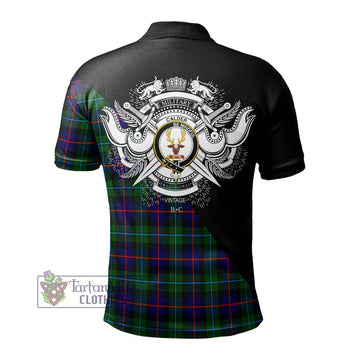 Calder Tartan Polo Shirt with Family Crest and Military Logo Style - Tartan Vibes Clothing