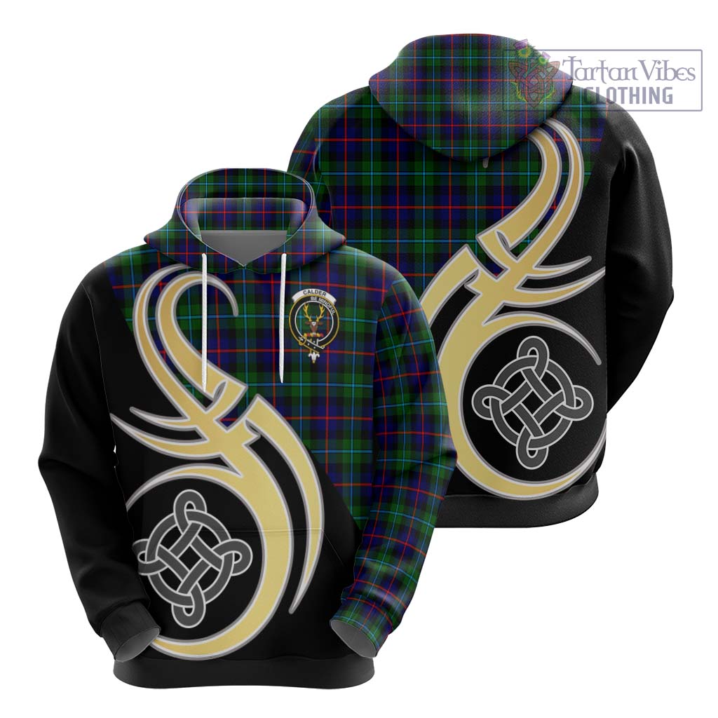Calder Tartan Hoodie with Family Crest and Celtic Symbol Style - Tartan Vibes Clothing
