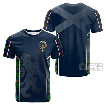 Calder Tartan Cotton T-shirt with Family Crest and Lion Rampant Vibes Sport Style Kid's Shirt - Tartan Vibes Clothing