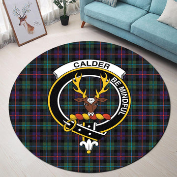 Calder Tartan Round Rug with Family Crest - Tartan Vibes Clothing