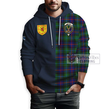 Calder Tartan Hoodie Alba with Scottish Lion Royal Arm Half Style - Tartan Vibes Clothing