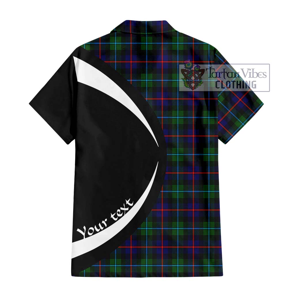 Calder Tartan Short Sleeve Button Up with Family Crest Circle Style - Tartan Vibes Clothing