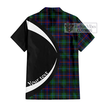 Calder Tartan Short Sleeve Button Up with Family Crest Circle Style - Tartan Vibes Clothing