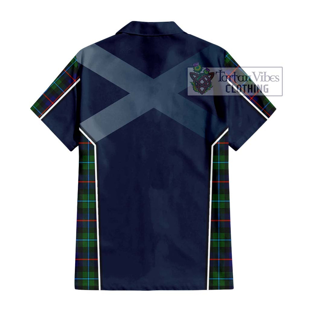 Calder Tartan Short Sleeve Button Shirt with Family Crest and Lion Rampant Vibes Sport Style - Tartan Vibes Clothing