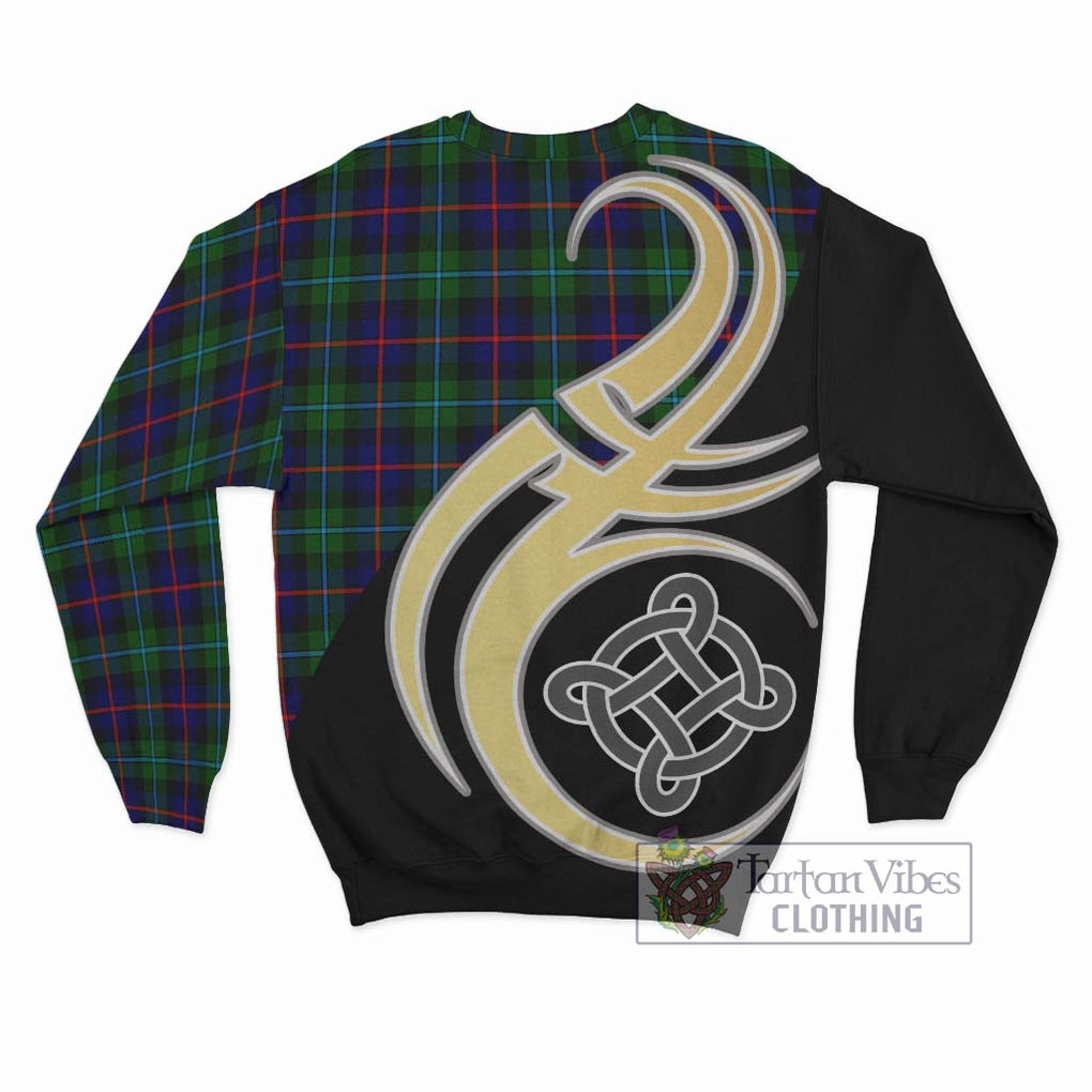 Calder Tartan Sweatshirt with Family Crest and Celtic Symbol Style - Tartan Vibes Clothing