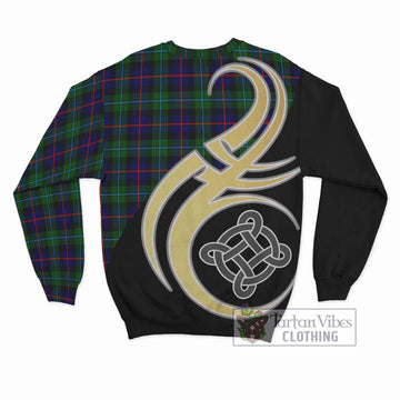Calder Tartan Sweatshirt with Family Crest and Celtic Symbol Style - Tartan Vibes Clothing
