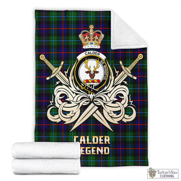 Calder Modern Tartan Blanket with Clan Crest and the Golden Sword of Courageous Legacy
