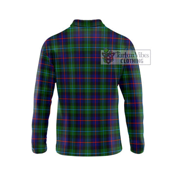 Calder Tartan Long Sleeve Polo Shirt with Family Crest DNA In Me Style - Tartan Vibes Clothing