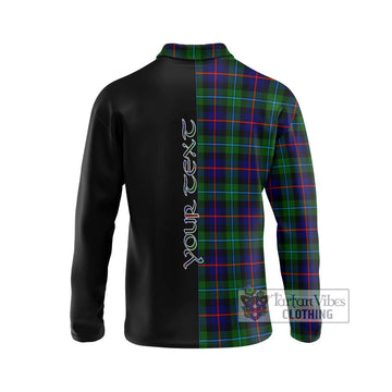 Calder Tartan Long Sleeve Polo Shirt with Family Crest and Half Of Me Style - Tartan Vibes Clothing