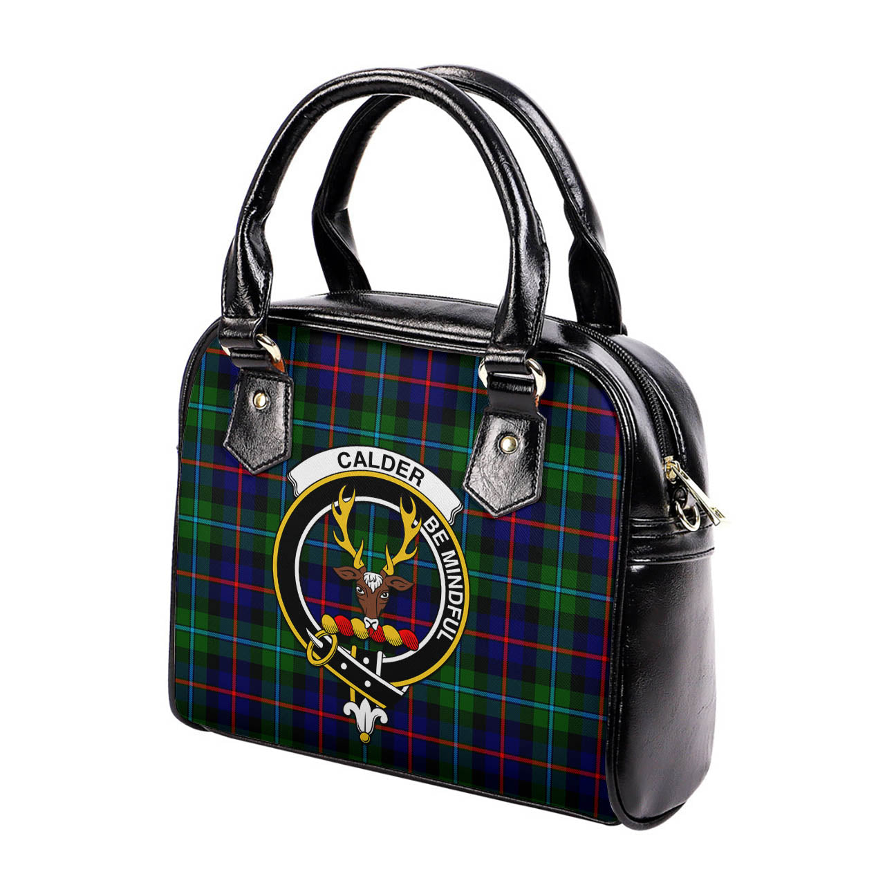Calder Modern Tartan Shoulder Handbags with Family Crest - Tartanvibesclothing