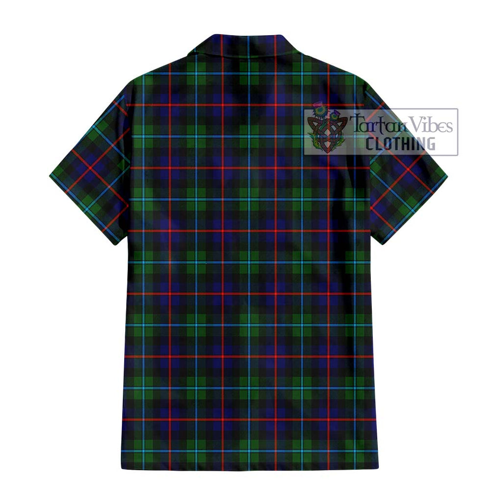 Calder Tartan Short Sleeve Button Shirt with Family Crest DNA In Me Style - Tartanvibesclothing Shop