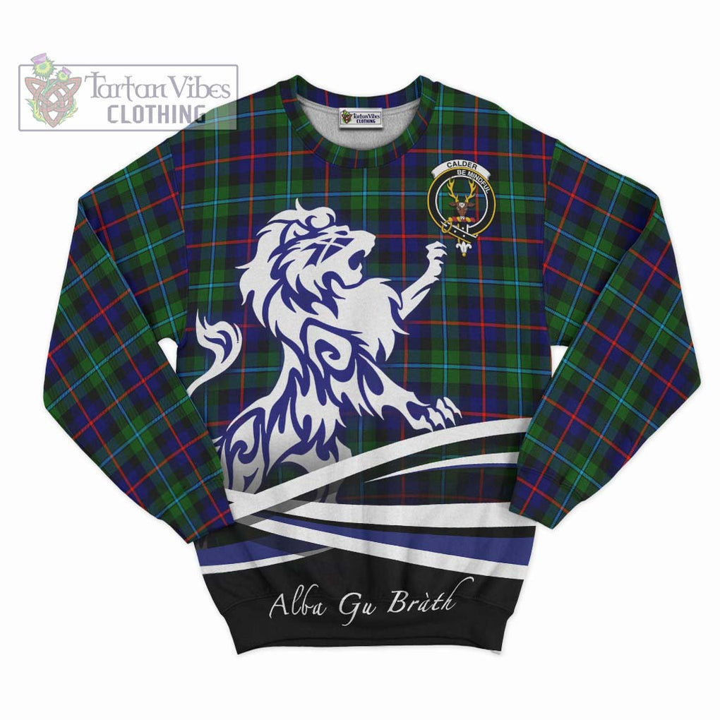 Calder Tartan Sweatshirt with Alba Gu Brath Regal Lion Emblem - Tartan Vibes Clothing
