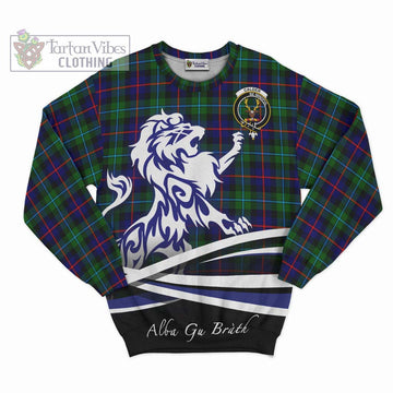 Calder Tartan Sweatshirt with Alba Gu Brath Regal Lion Emblem - Tartan Vibes Clothing