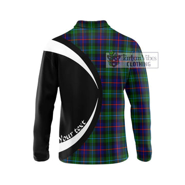 Calder Tartan Long Sleeve Polo Shirt with Family Crest Circle Style - Tartan Vibes Clothing