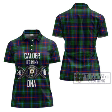 Calder Tartan Women's Polo Shirt with Family Crest DNA In Me Style - Tartanvibesclothing Shop