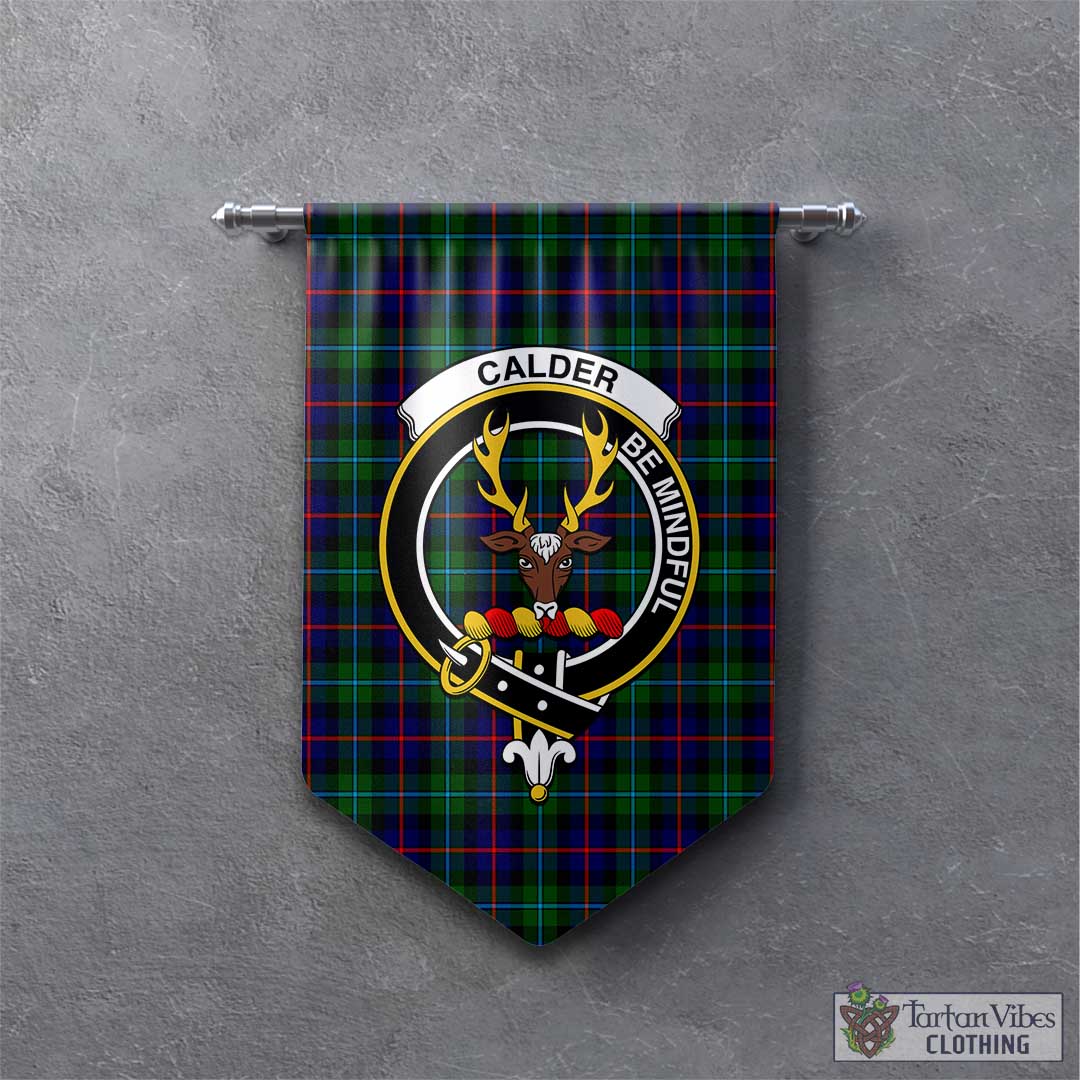 Calder Tartan Gonfalon, Tartan Banner with Family Crest - Tartan Vibes Clothing