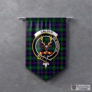 Tartan Vibes Clothing Calder Modern Tartan Gonfalon, Tartan Banner with Family Crest