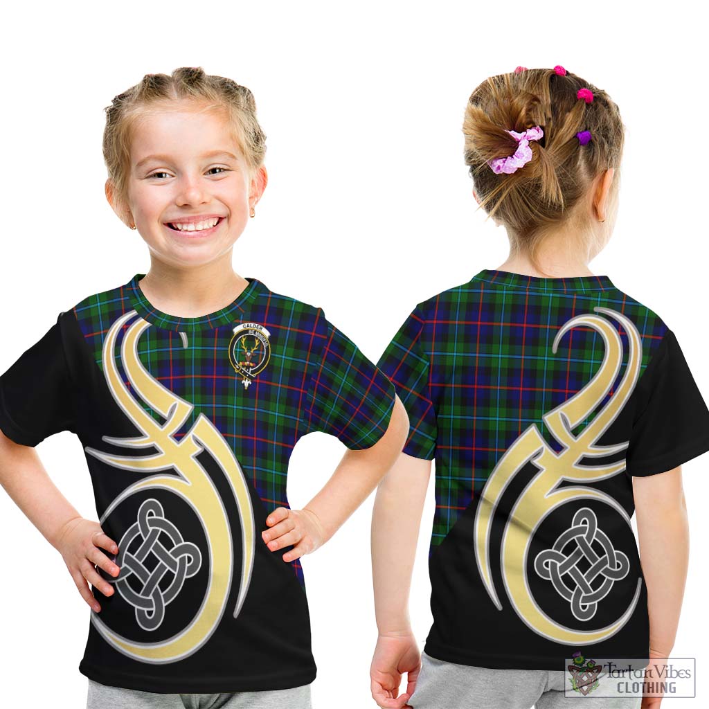 Calder Tartan Kid T-Shirt with Family Crest and Celtic Symbol Style - Tartan Vibes Clothing
