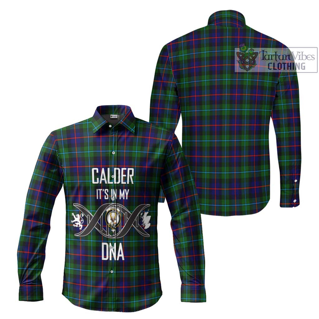 Calder Tartan Long Sleeve Button Shirt with Family Crest DNA In Me Style Men's Shirt - Tartanvibesclothing Shop