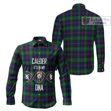 Calder Tartan Long Sleeve Button Shirt with Family Crest DNA In Me Style Men's Shirt - Tartanvibesclothing Shop