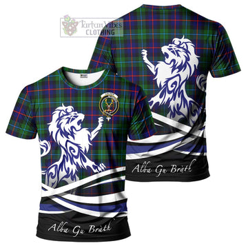 Calder Tartan Cotton T-shirt with Alba Gu Brath Regal Lion Emblem Women's Shirt - Tartan Vibes Clothing