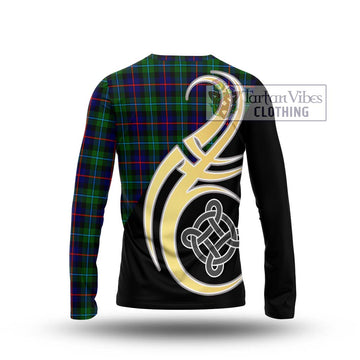 Calder Tartan Long Sleeve T-Shirt with Family Crest and Celtic Symbol Style - Tartan Vibes Clothing