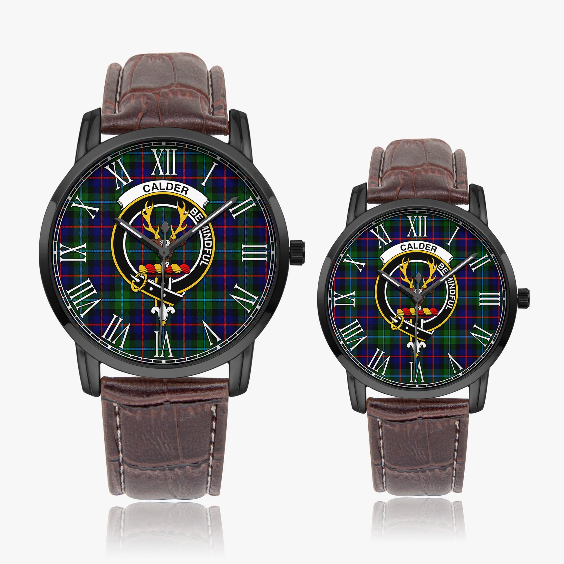 Calder Tartan Family Crest Leather Strap Quartz Watch - Tartan Vibes Clothing