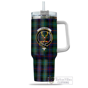 Calder Tartan Tumbler with Handle with Family Crest - Tartan Vibes Clothing