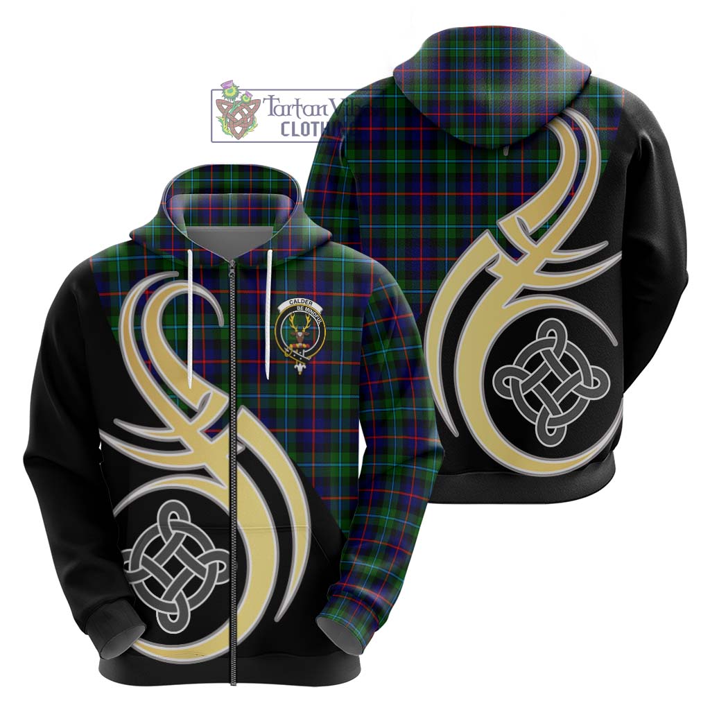 Calder Tartan Hoodie with Family Crest and Celtic Symbol Style - Tartan Vibes Clothing