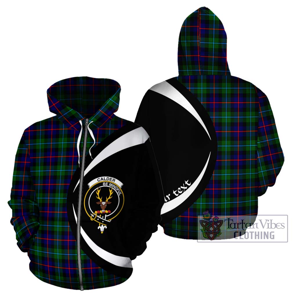 Calder Tartan Hoodie with Family Crest Circle Style - Tartan Vibes Clothing