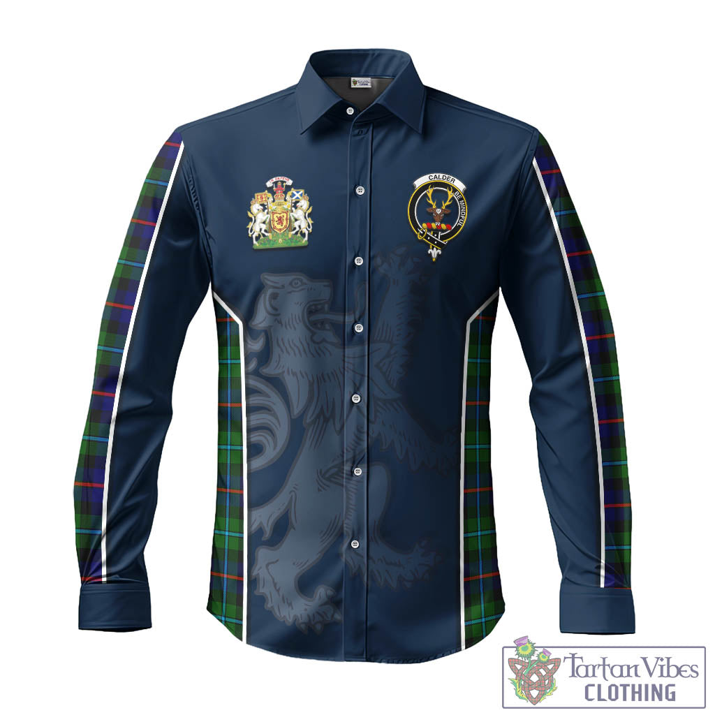 Tartan Vibes Clothing Calder Modern Tartan Long Sleeve Button Up Shirt with Family Crest and Lion Rampant Vibes Sport Style