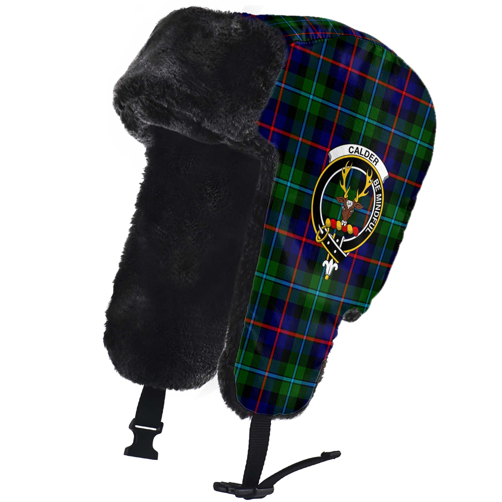 Calder Tartan Winter Trapper Hat with Family Crest - Tartan Vibes Clothing