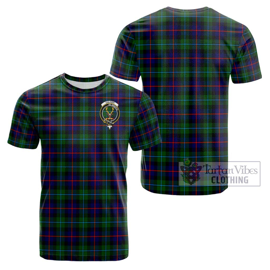 Calder Tartan Cotton T-Shirt with Family Crest - Tartan Vibes Clothing