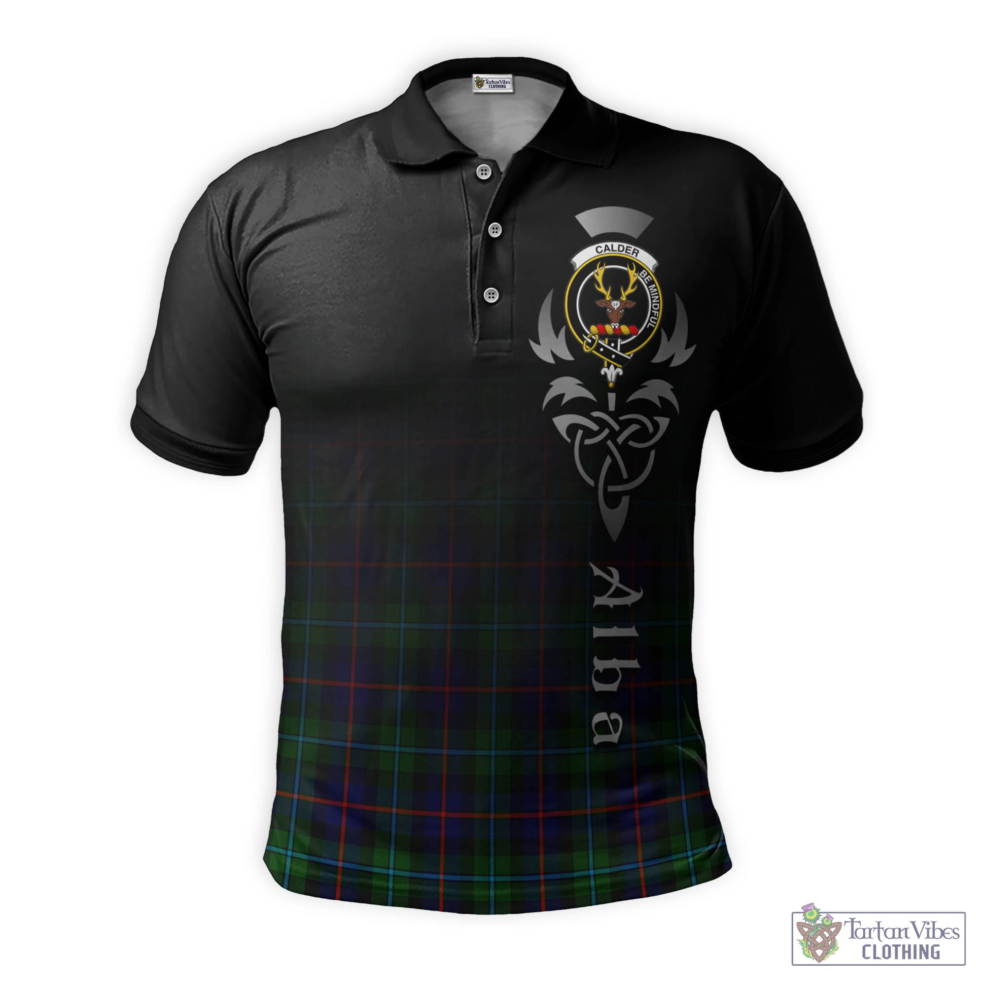 Tartan Vibes Clothing Calder Modern Tartan Polo Shirt Featuring Alba Gu Brath Family Crest Celtic Inspired