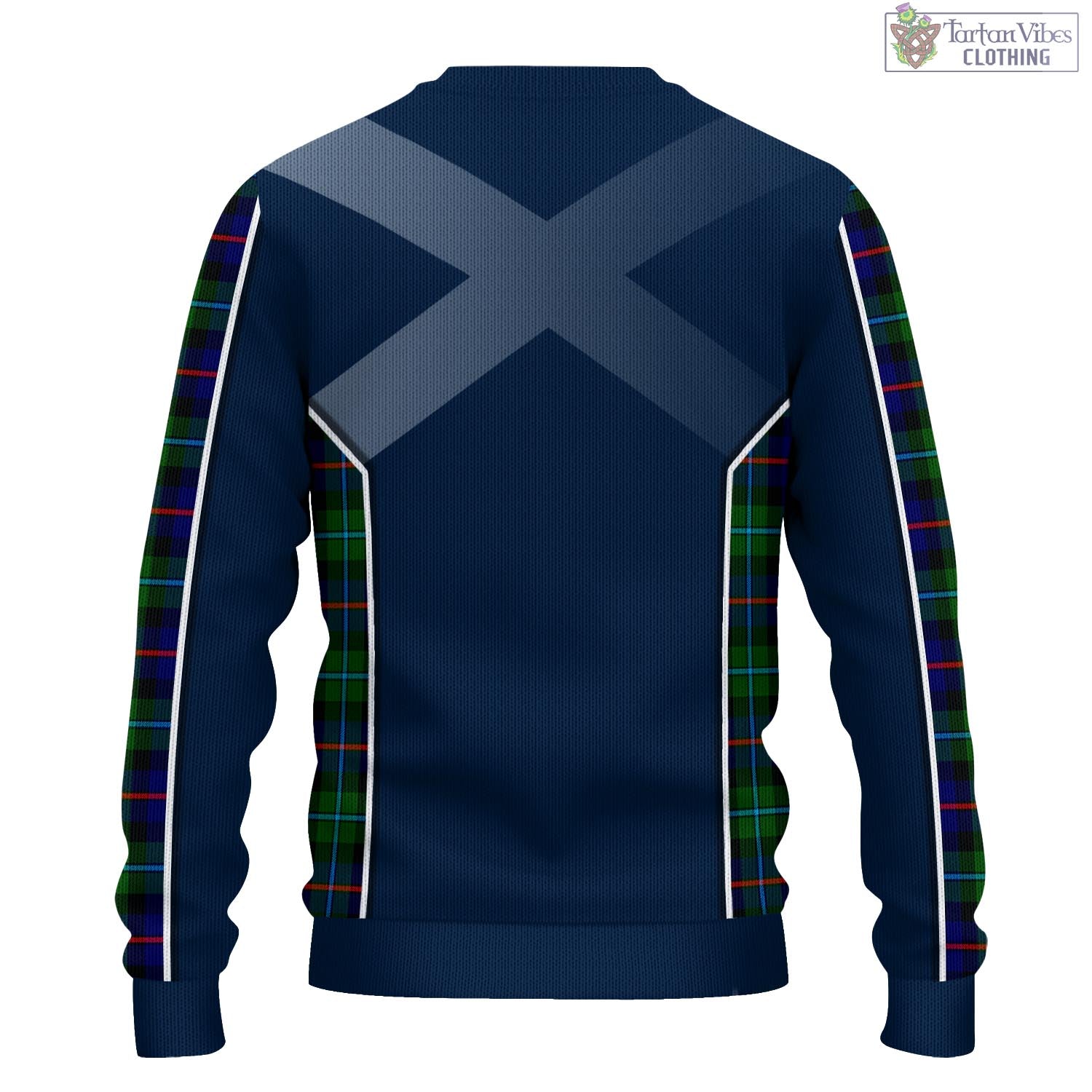 Tartan Vibes Clothing Calder Modern Tartan Knitted Sweatshirt with Family Crest and Scottish Thistle Vibes Sport Style