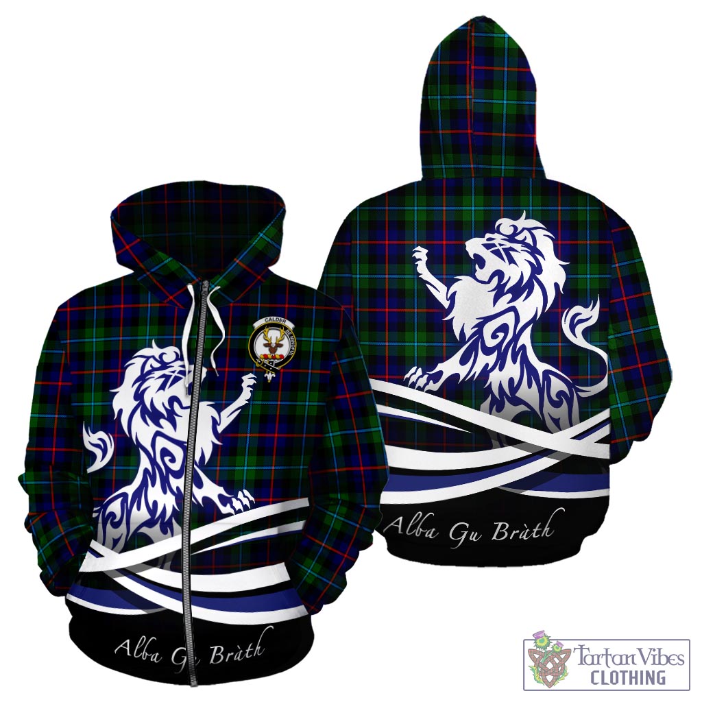 Calder Tartan Hoodie with Alba Gu Brath Regal Lion Emblem - Tartan Vibes Clothing
