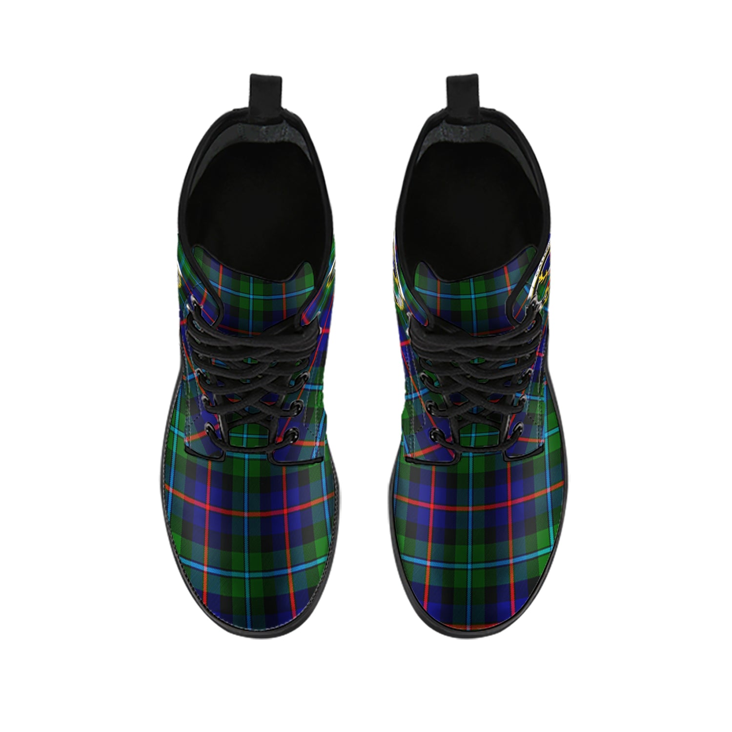 Calder Modern Tartan Leather Boots with Family Crest
