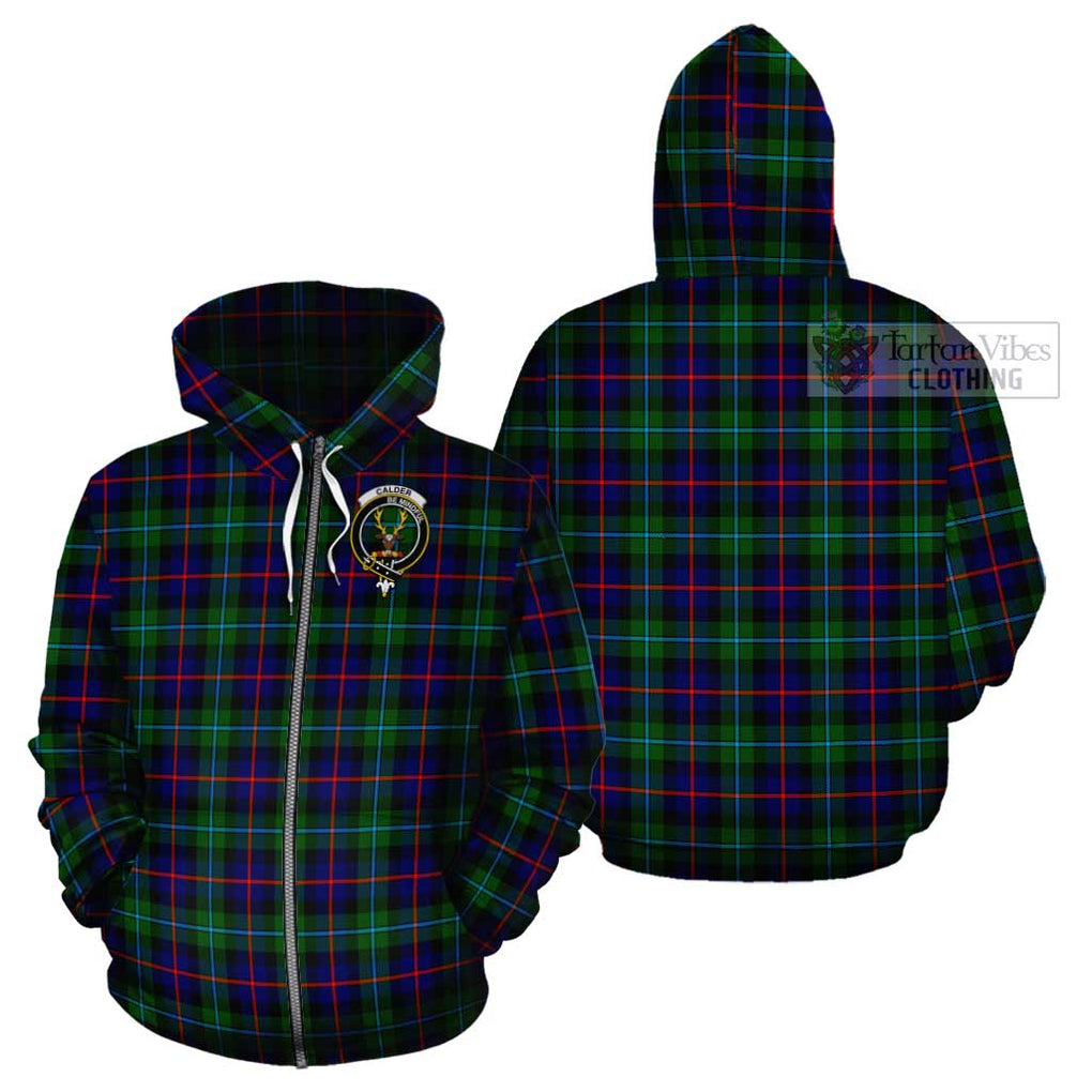 Calder Tartan Cotton Hoodie with Family Crest - Tartan Vibes Clothing