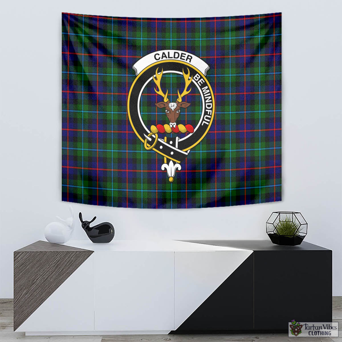 Calder Tartan Tapestry Wall Hanging and Home Decor for Room with Family Crest - Tartan Vibes Clothing