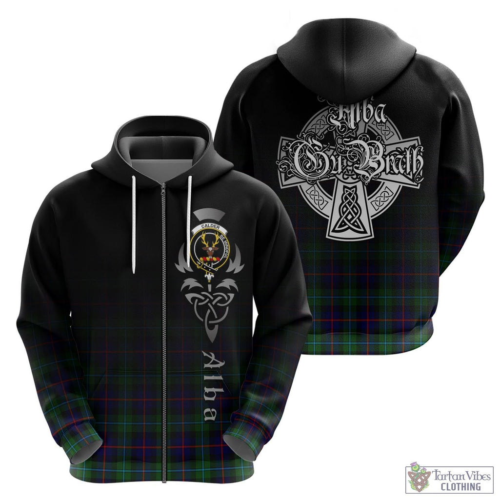 Tartan Vibes Clothing Calder Modern Tartan Hoodie Featuring Alba Gu Brath Family Crest Celtic Inspired
