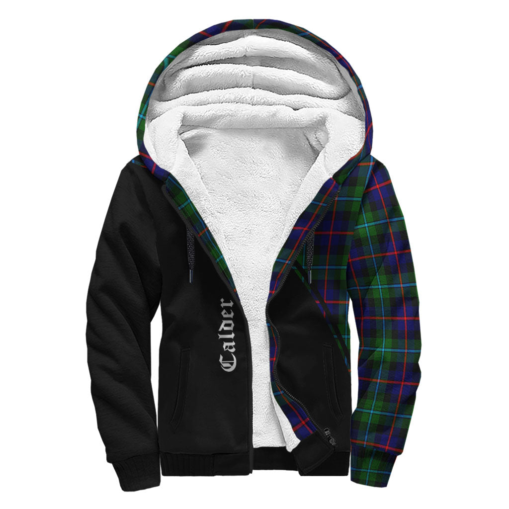 Calder Tartan Sherpa Hoodie with Family Crest Curve Style - Tartan Vibes Clothing