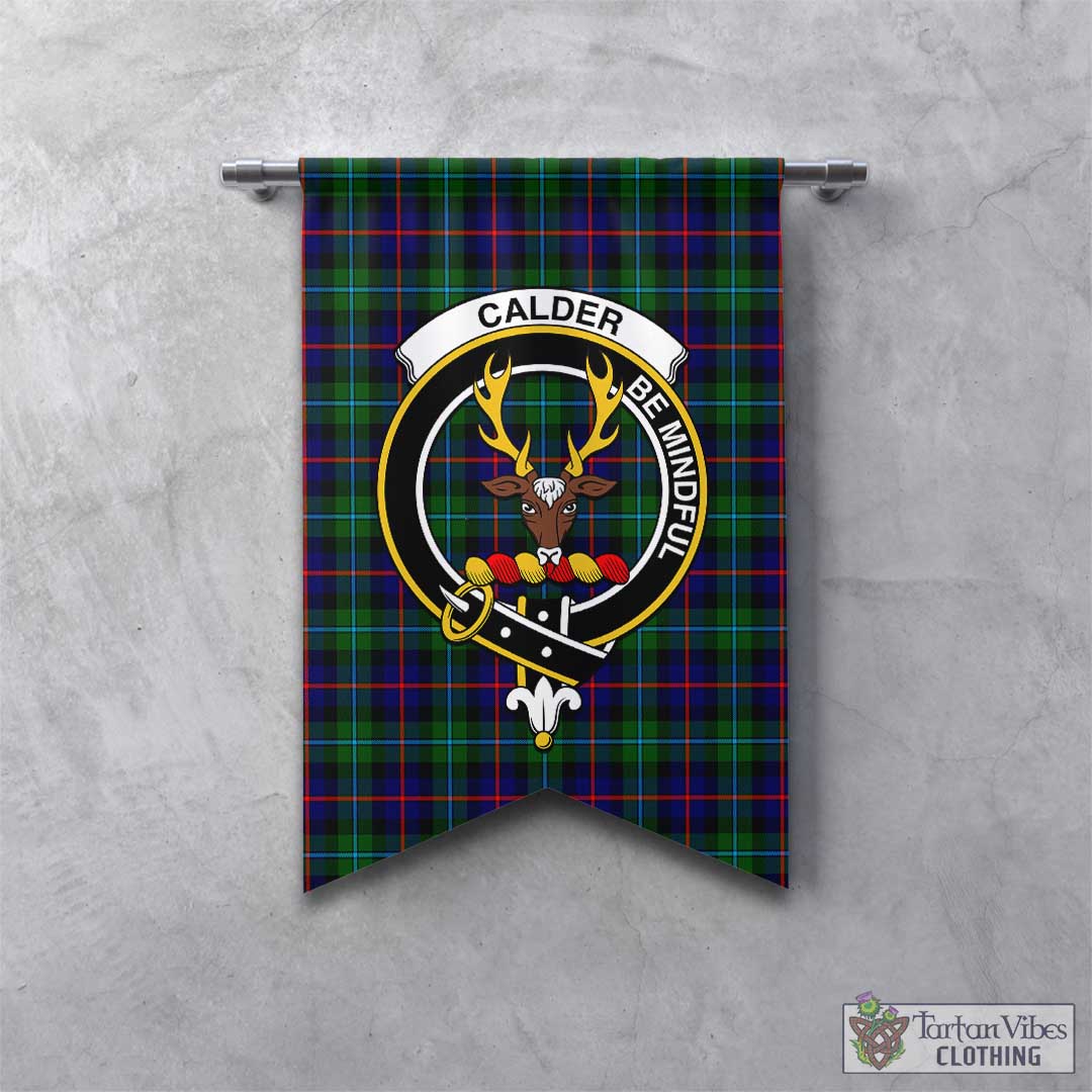 Calder Tartan Gonfalon, Tartan Banner with Family Crest - Tartan Vibes Clothing