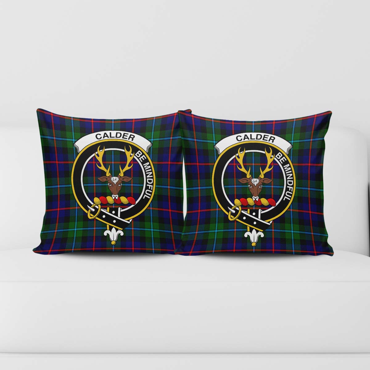 Calder Modern Tartan Pillow Cover with Family Crest - Tartanvibesclothing