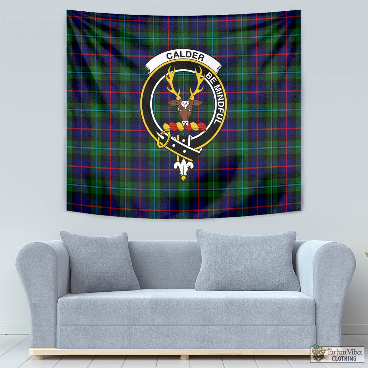 Calder Tartan Tapestry Wall Hanging and Home Decor for Room with Family Crest - Tartan Vibes Clothing
