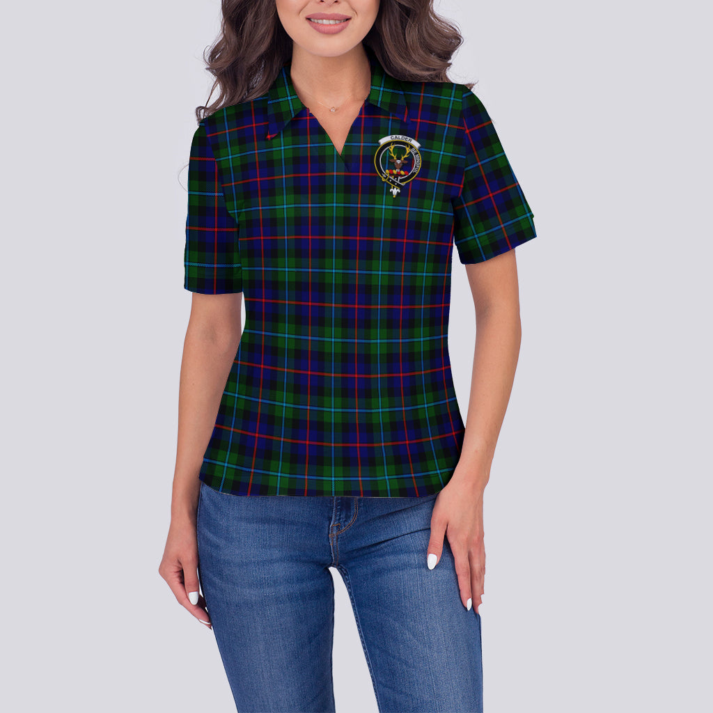 Calder Modern Tartan Polo Shirt with Family Crest For Women