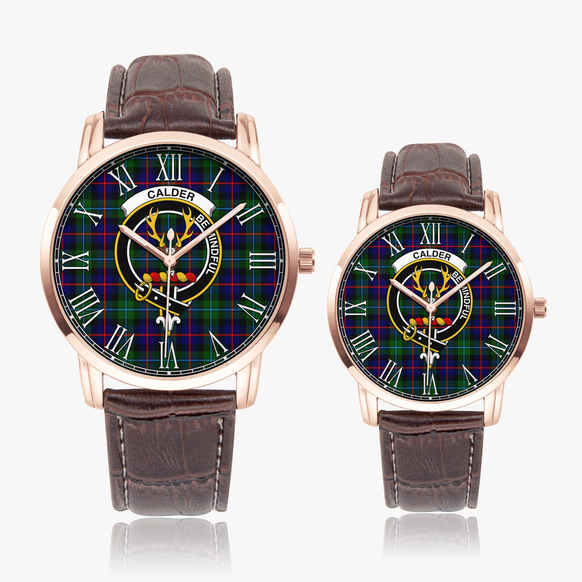 Calder Tartan Family Crest Leather Strap Quartz Watch - Tartan Vibes Clothing