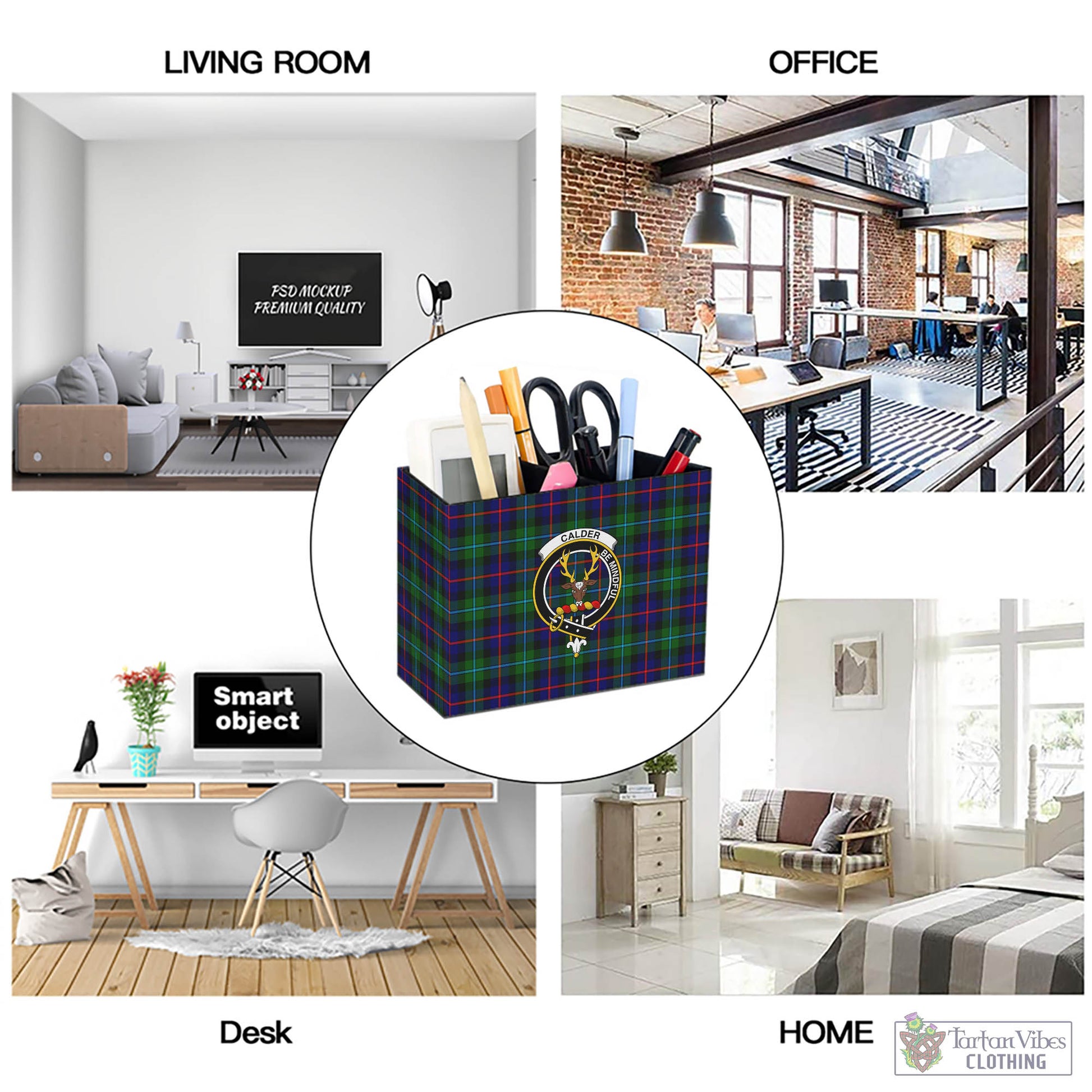 Calder Tartan Pen Holder with Family Crest - Tartan Vibes Clothing