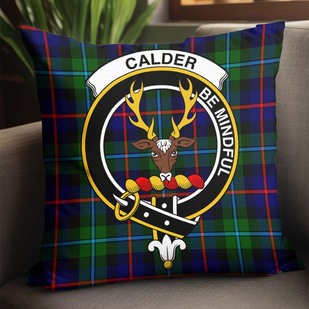 Calder Modern Tartan Pillow Cover with Family Crest - Tartanvibesclothing